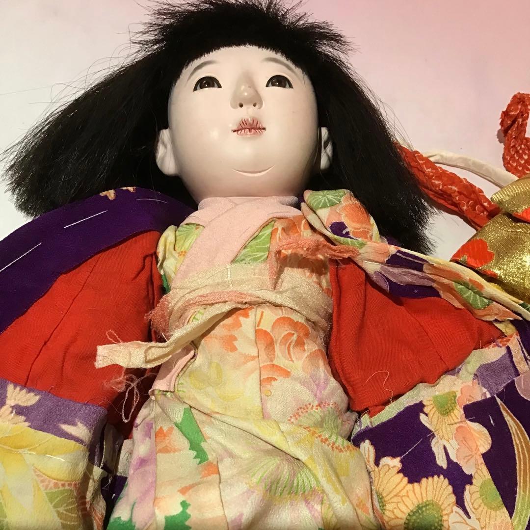 4061799 市松人形 竜月 昭和初期 女の子 抱き人形 身長36cm ほど