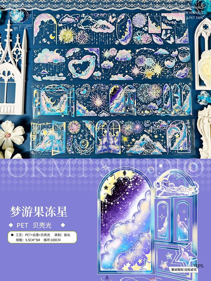 おすそ分け☆海外マステ PETテープ 切り売り 新七天 梦游果冻星 1