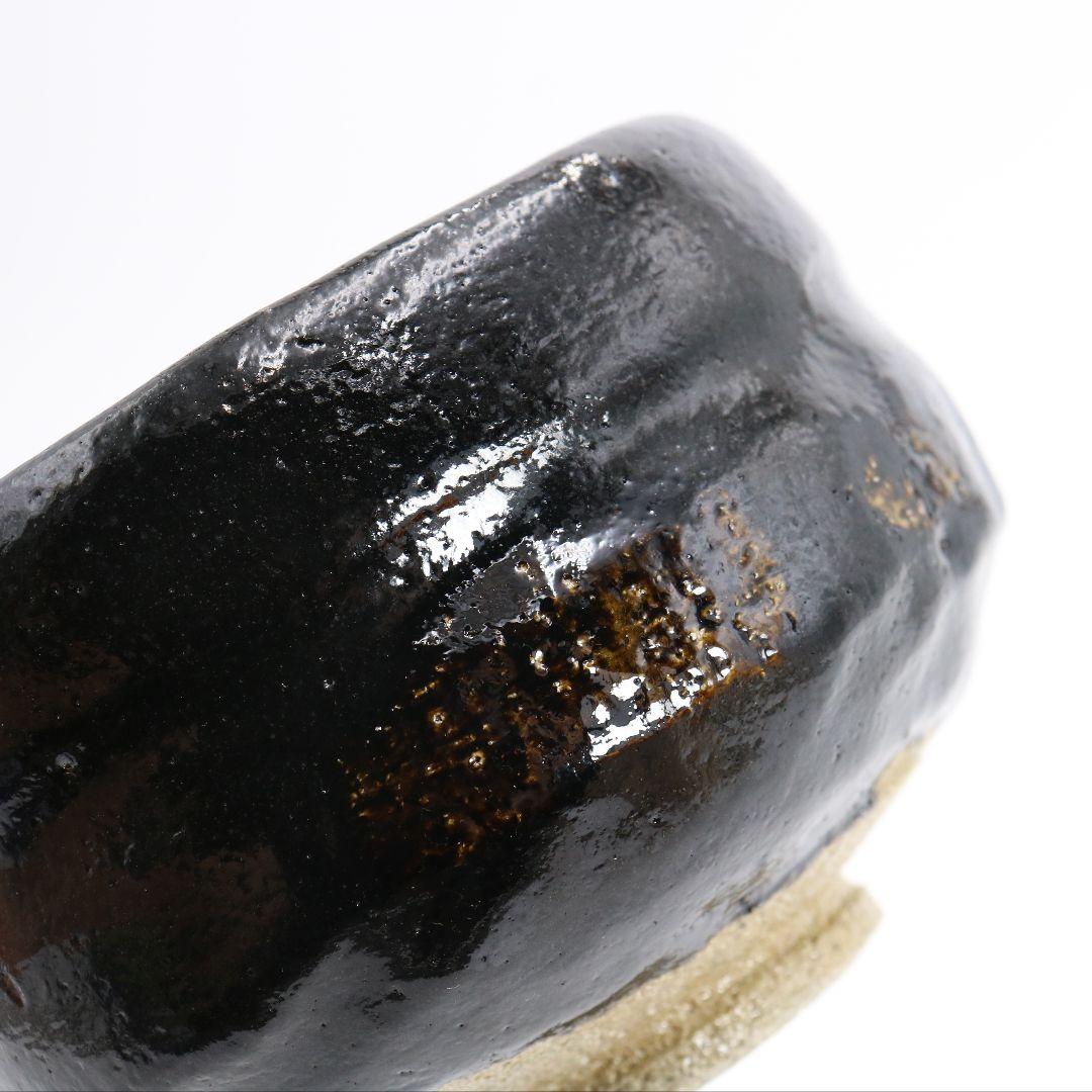 佐々木松楽作 黒楽茶碗 高橋悦道書付 茶道具 共箱共布 AY343