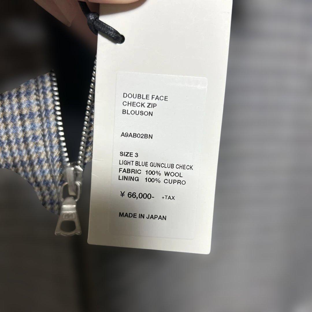 AURALEE ダブルフェイスチェックジップブルゾン サイズ3
