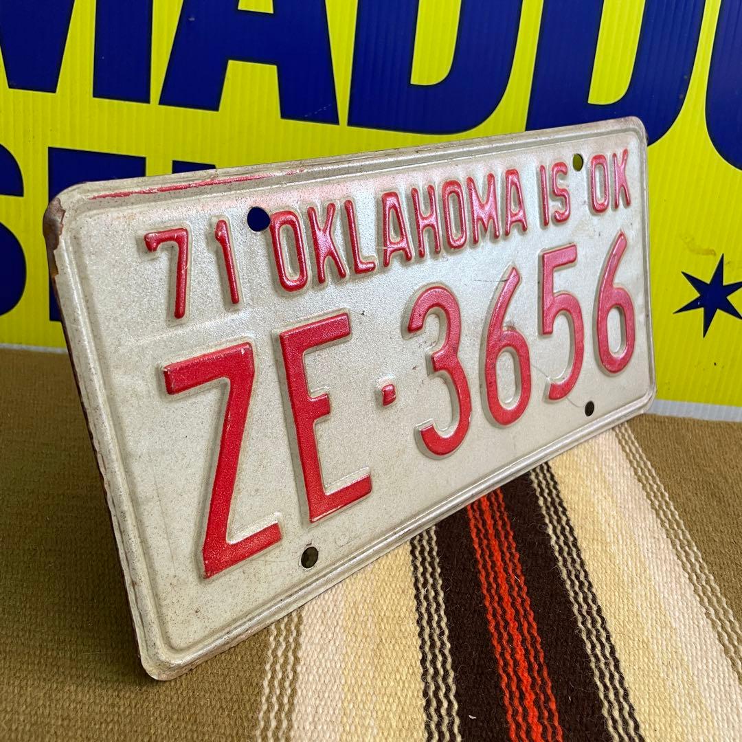 レア！70´s 実物1971年アメリカヴィンテージオクラホマ州 ナンバープレート