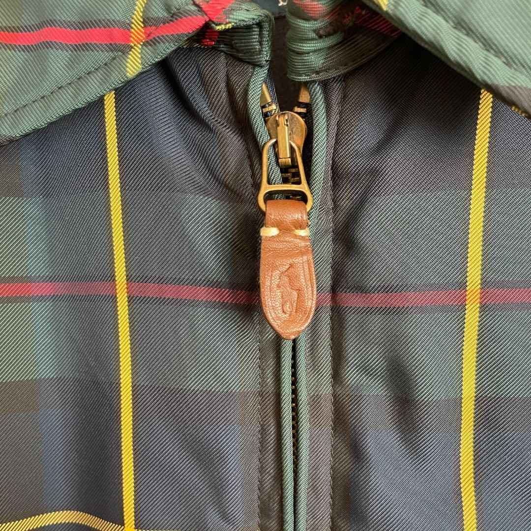 美品✨ ラルフローレン チェック ハリントン ダウンジャケット グリーン M