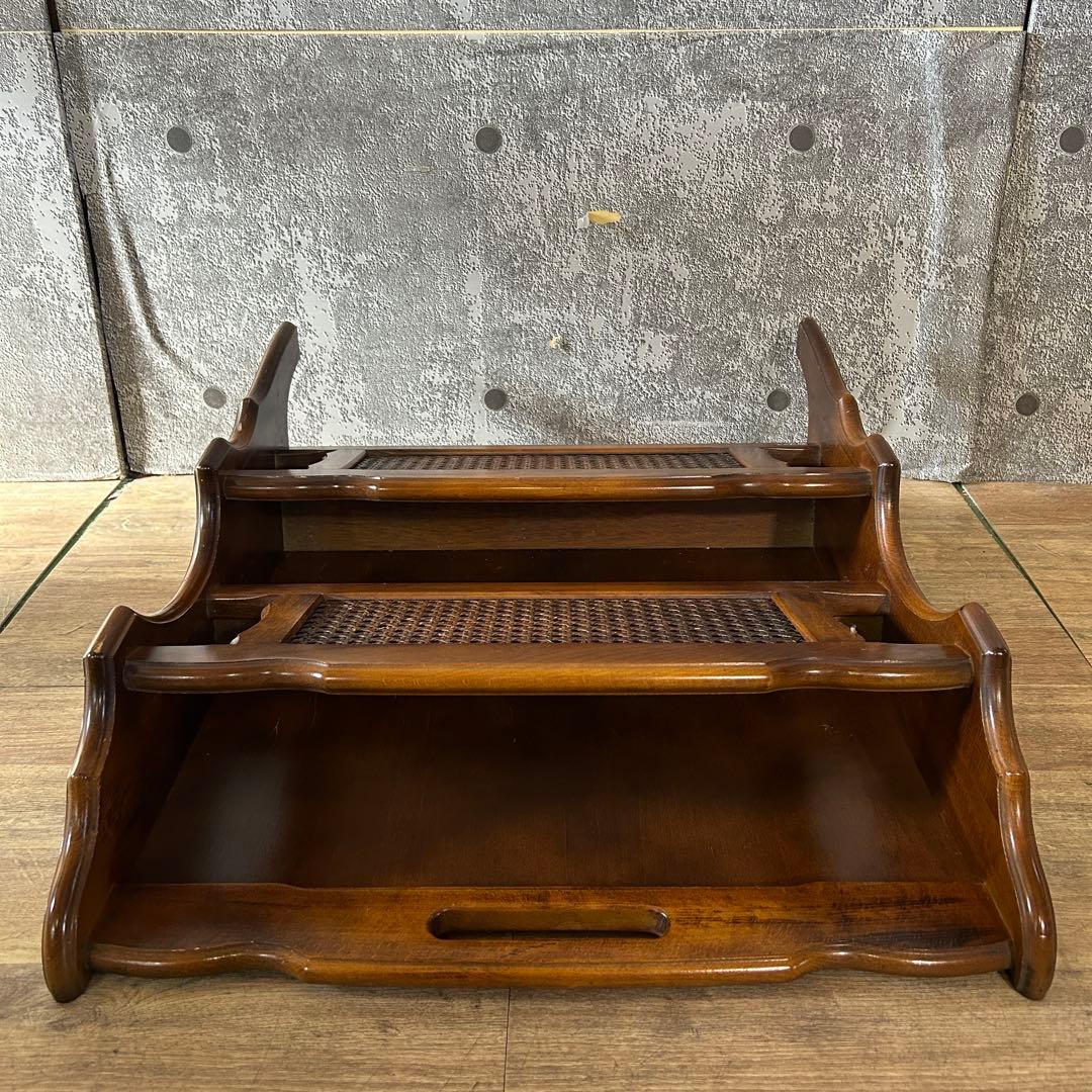 ꧁カリモク家具 karimoku꧂オールドカリモクマガジンラック 籐 ラタン