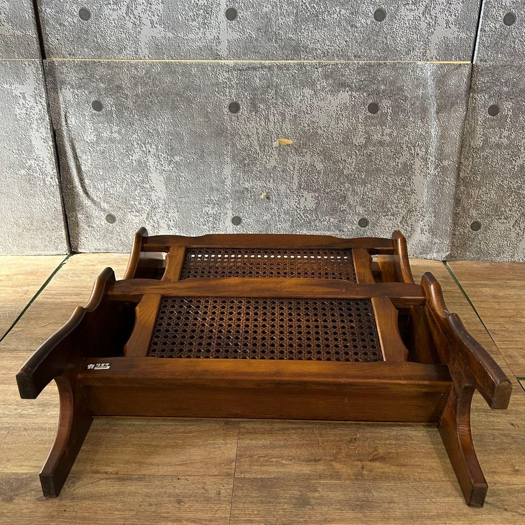 ꧁カリモク家具 karimoku꧂オールドカリモクマガジンラック 籐 ラタン