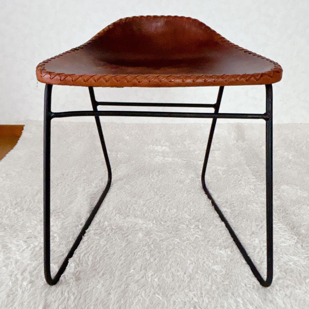 本革】アイアン スツール レザー スツール インダストリアル　ヴィンテージ
