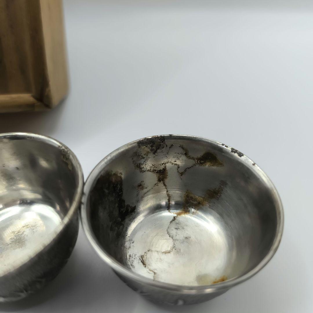 銀製酒器3個セット 龍と鶴デザイン 木箱付き - メルカリ