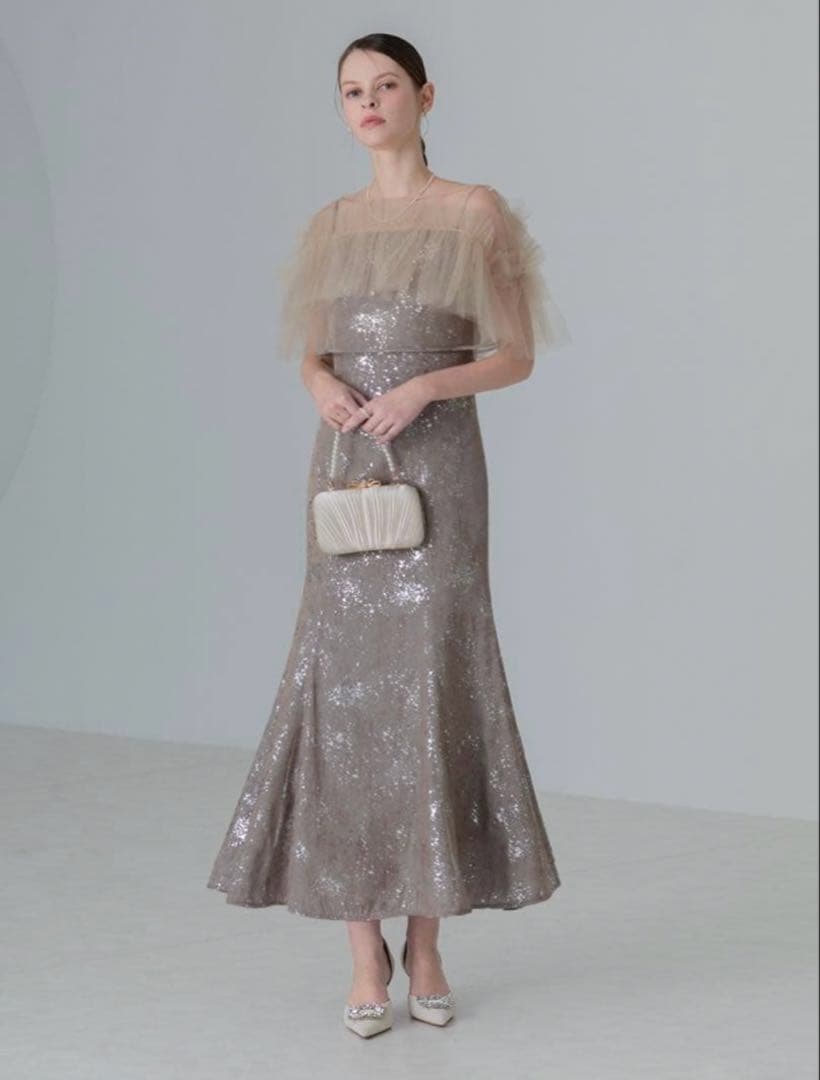 LEJA チュールフリルボレロペイントマーメイドワンピースドレス 結婚式