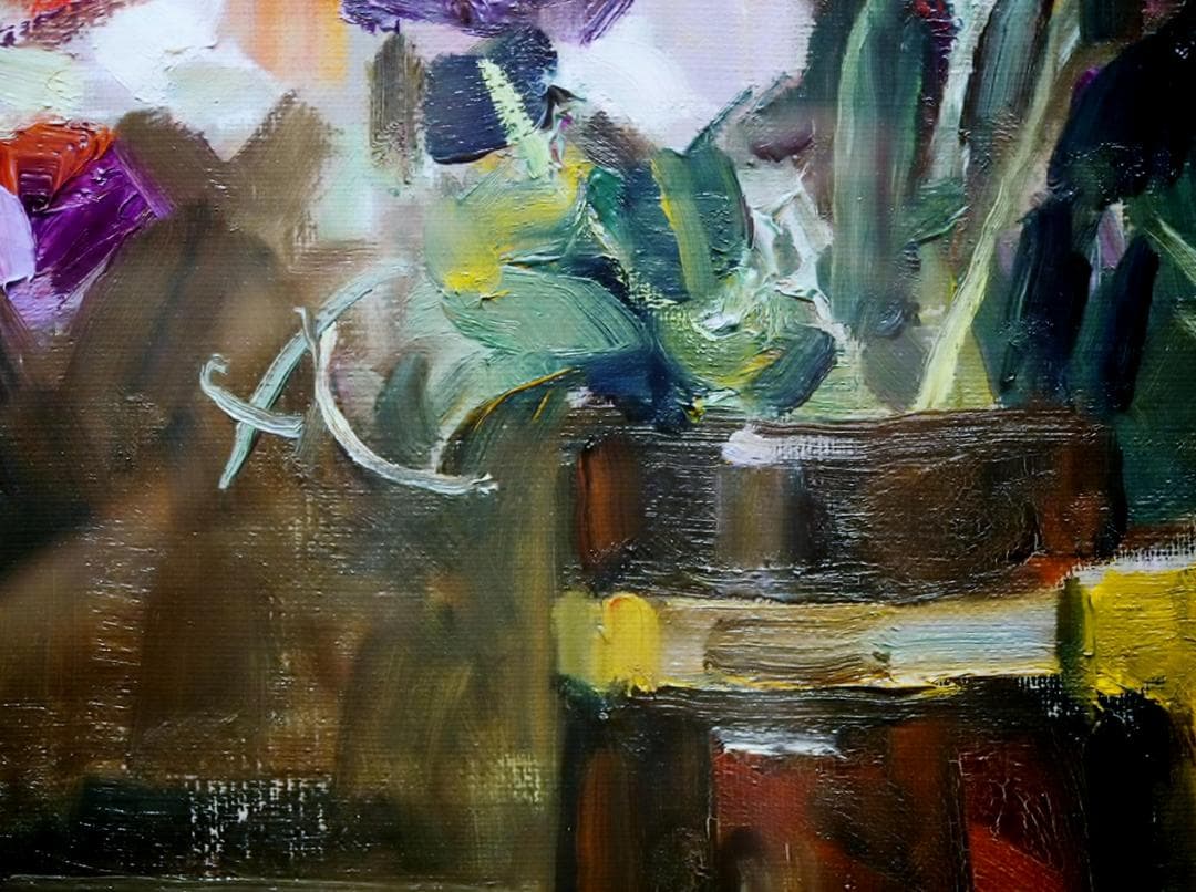 【真作】金畑　実「スイートピーの花」東京美大　師・藤島武二　光風会　鳥取米子