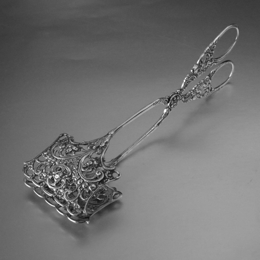 純銀ケーキトング　天使文様　ドイツ銀800