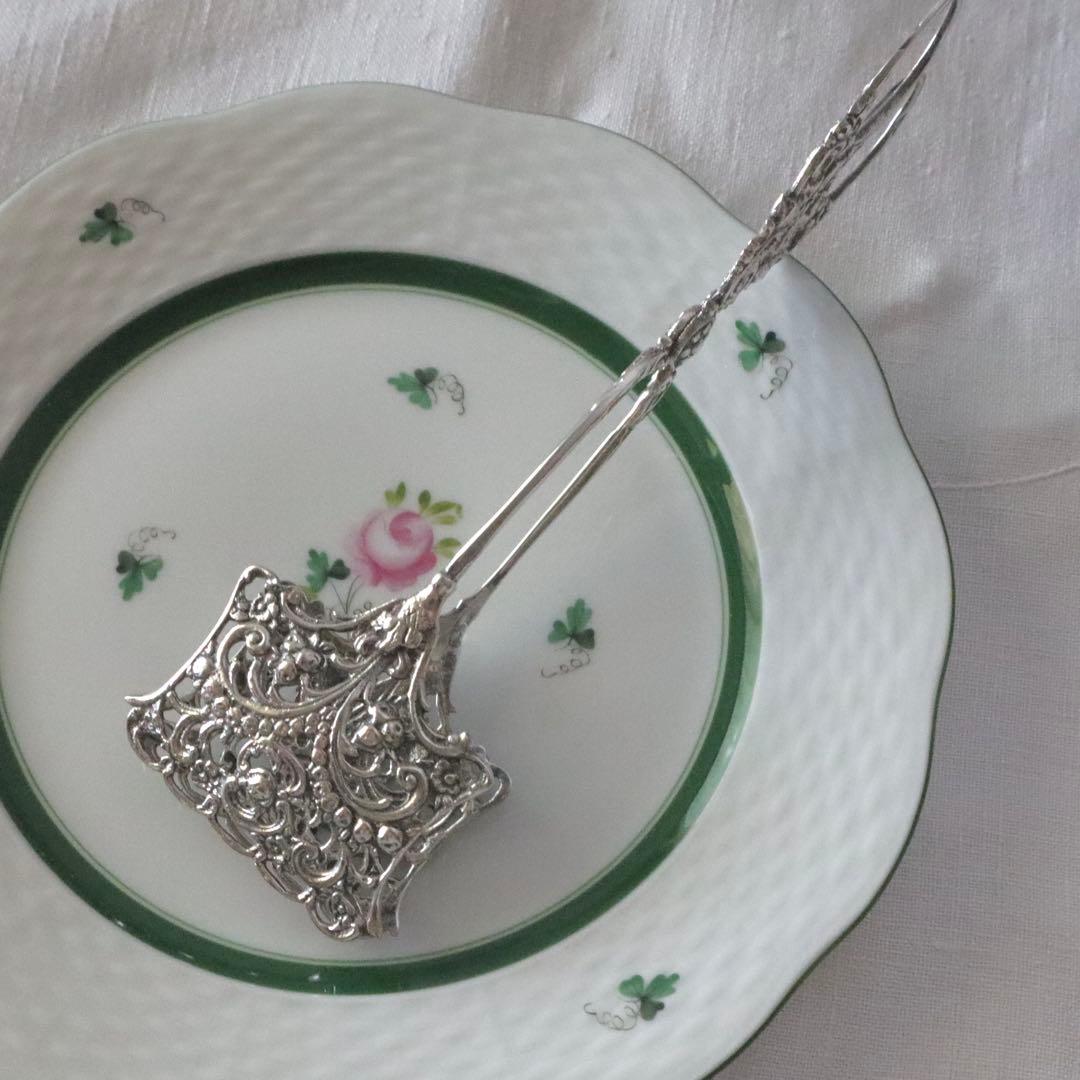 純銀ケーキトング　天使文様　ドイツ銀800