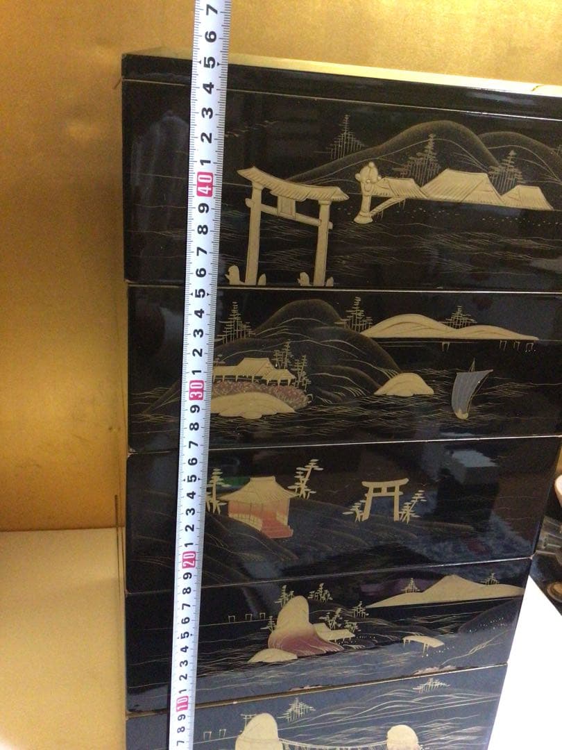 豪華蒔絵 五段重箱 二枚蓋 蒔絵重箱重二枚蓋五段重 重台