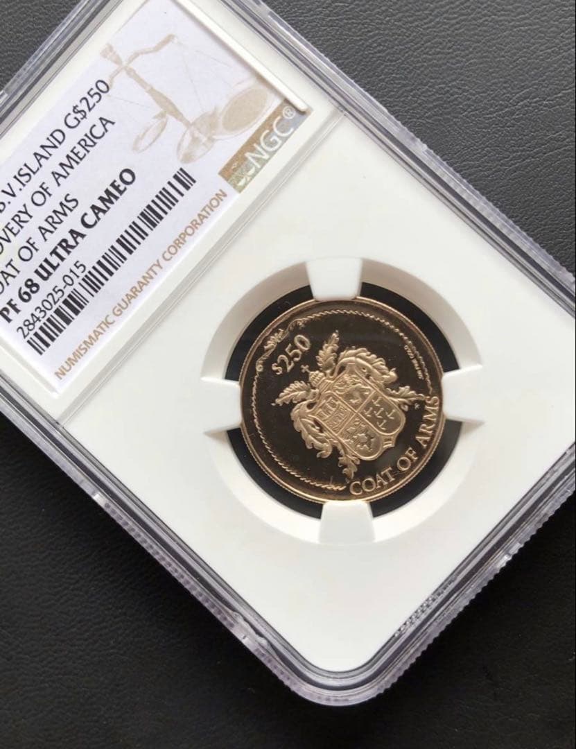 世界に1枚 最高鑑定 イギリス領ヴァージン諸島 250ドル 金貨 NGC鑑定