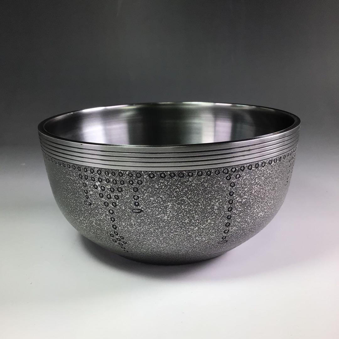 Ｒ５６６　建水　金属製『金谷宗林造』『瓔珞彫』『茶こぼし』　共箱　茶道具