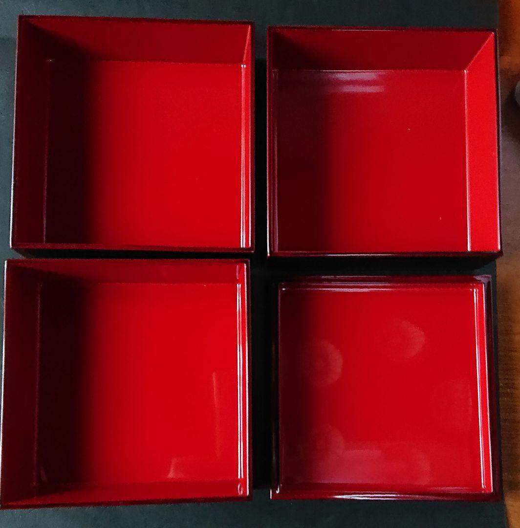 木製漆器 5.5寸三段重 本漆塗り 溜塗 内朱