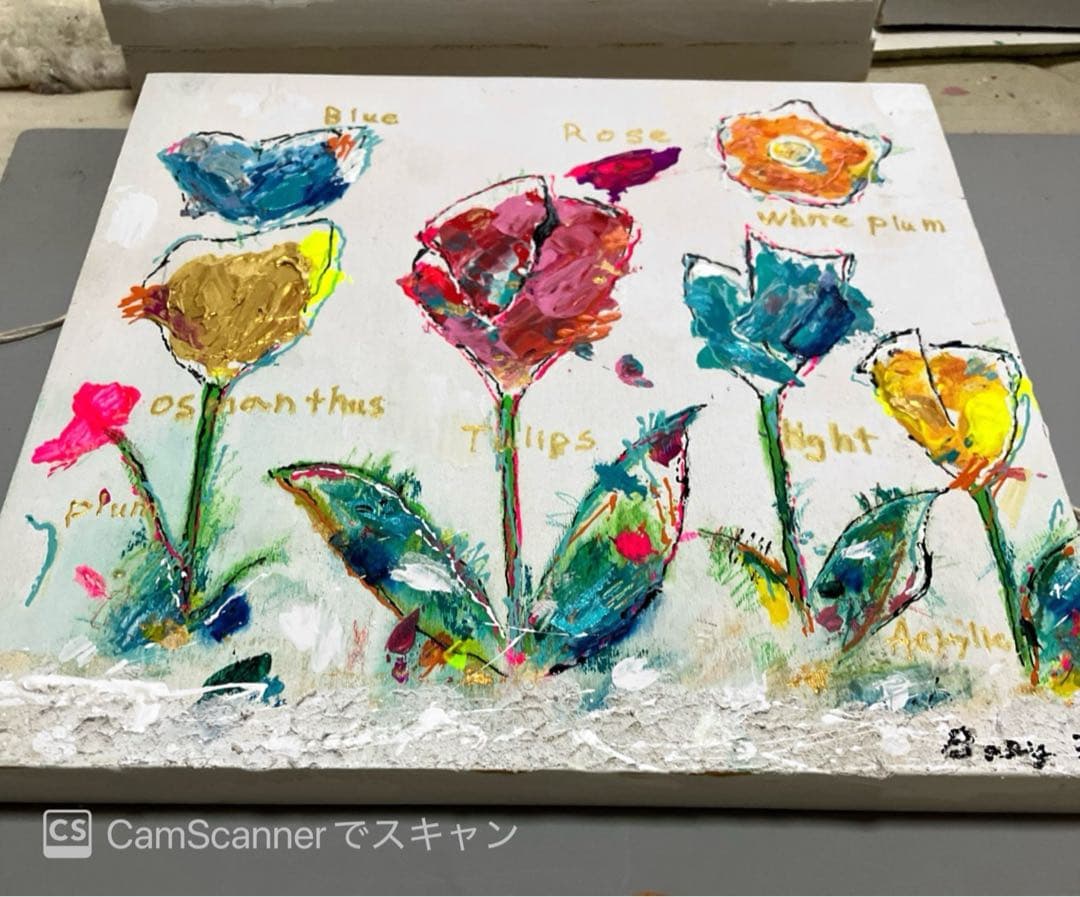 チューリップの絵画風景テクスチャアート花壁装飾アートワーク