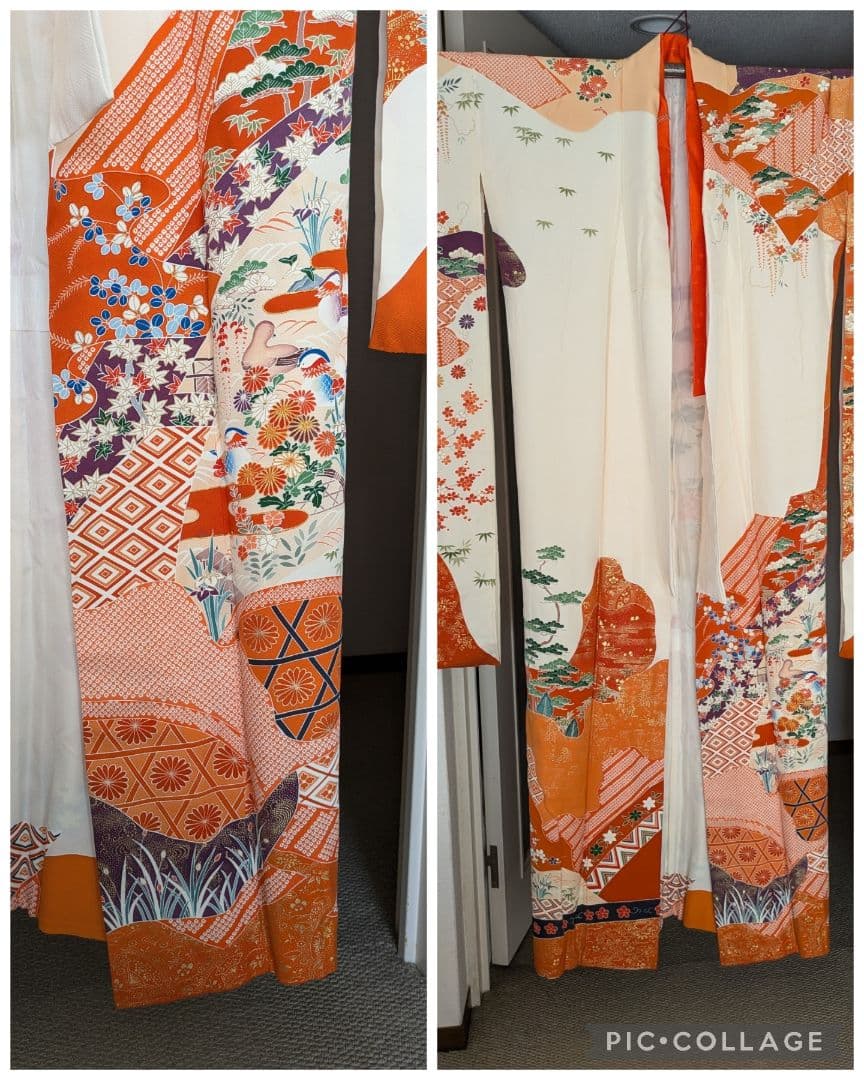 三越 振袖 古典柄 長襦袢/小田急百貨店 帯 黒に金糸/ 成人式 謝恩会 きもの