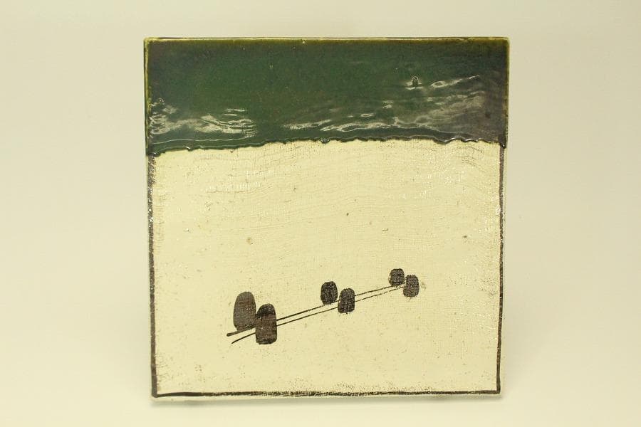 茶道具 織部 敷瓦 オリベ(メ1456)