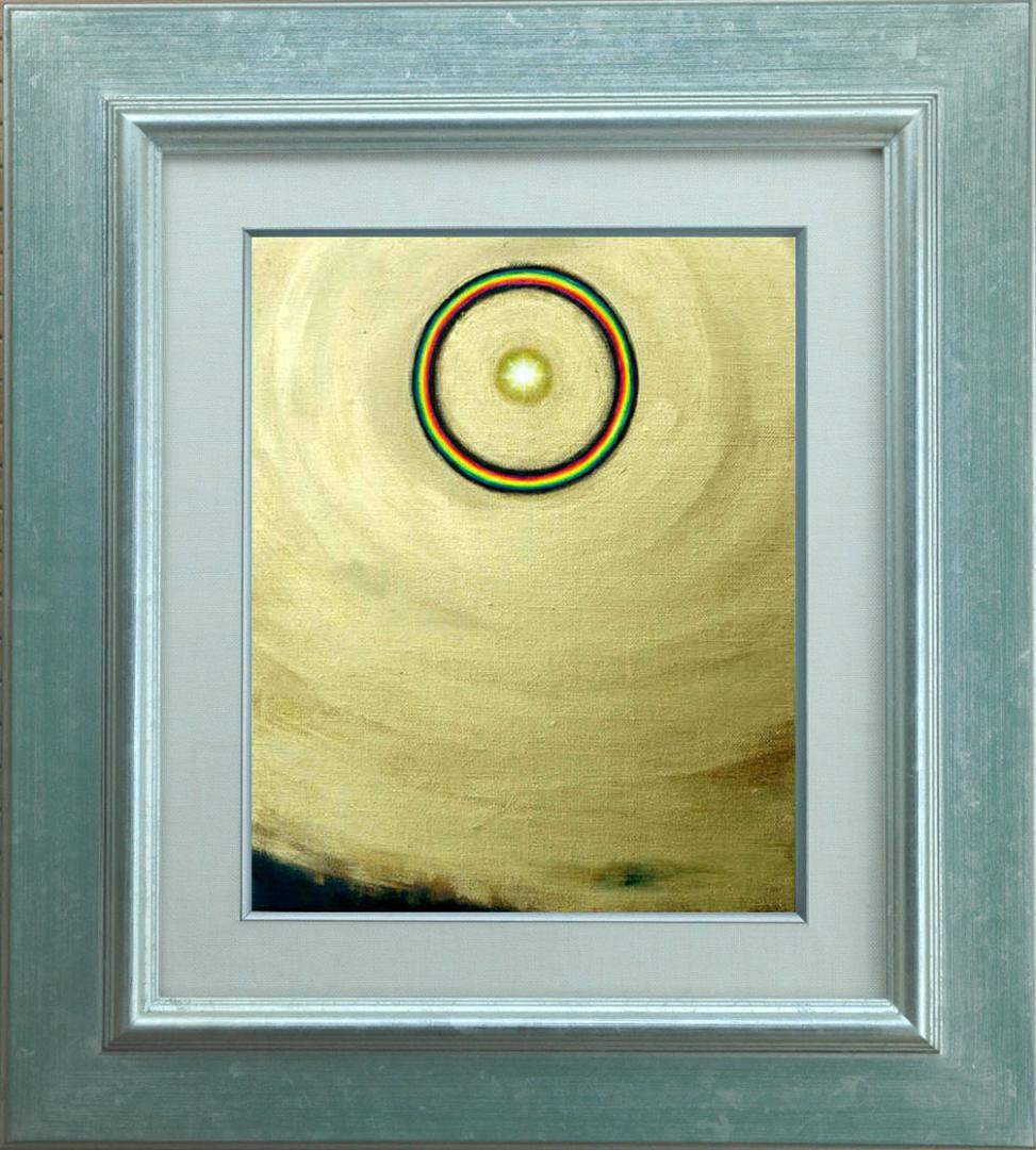 油絵 菅家令子 絵 絵画 インテリア 額付(黒)F3-G112023 風景祈希望