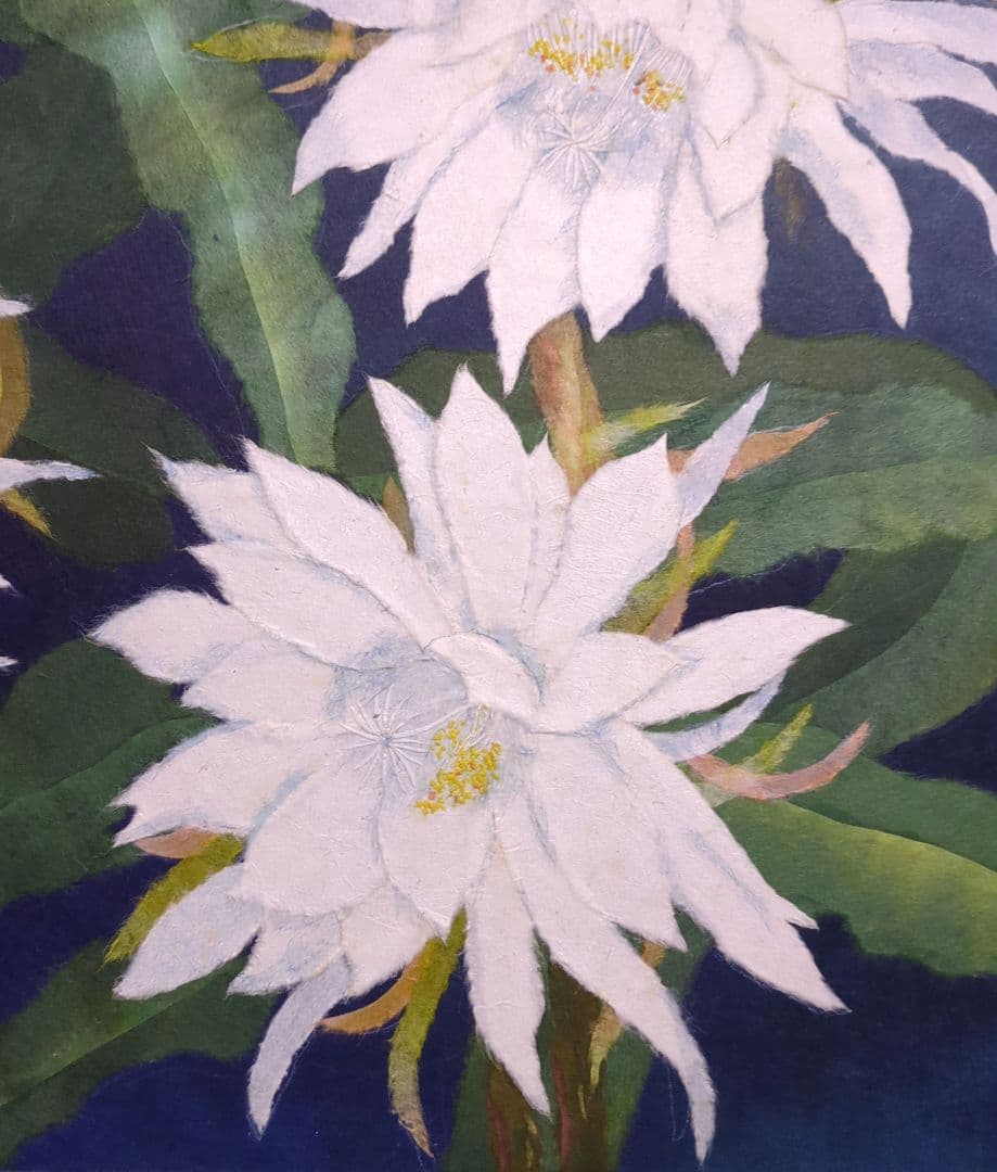 期間限定値下げ！【ちぎり絵】幻の花「月下美人」(P 10サイズ)　暮らしに彩りを