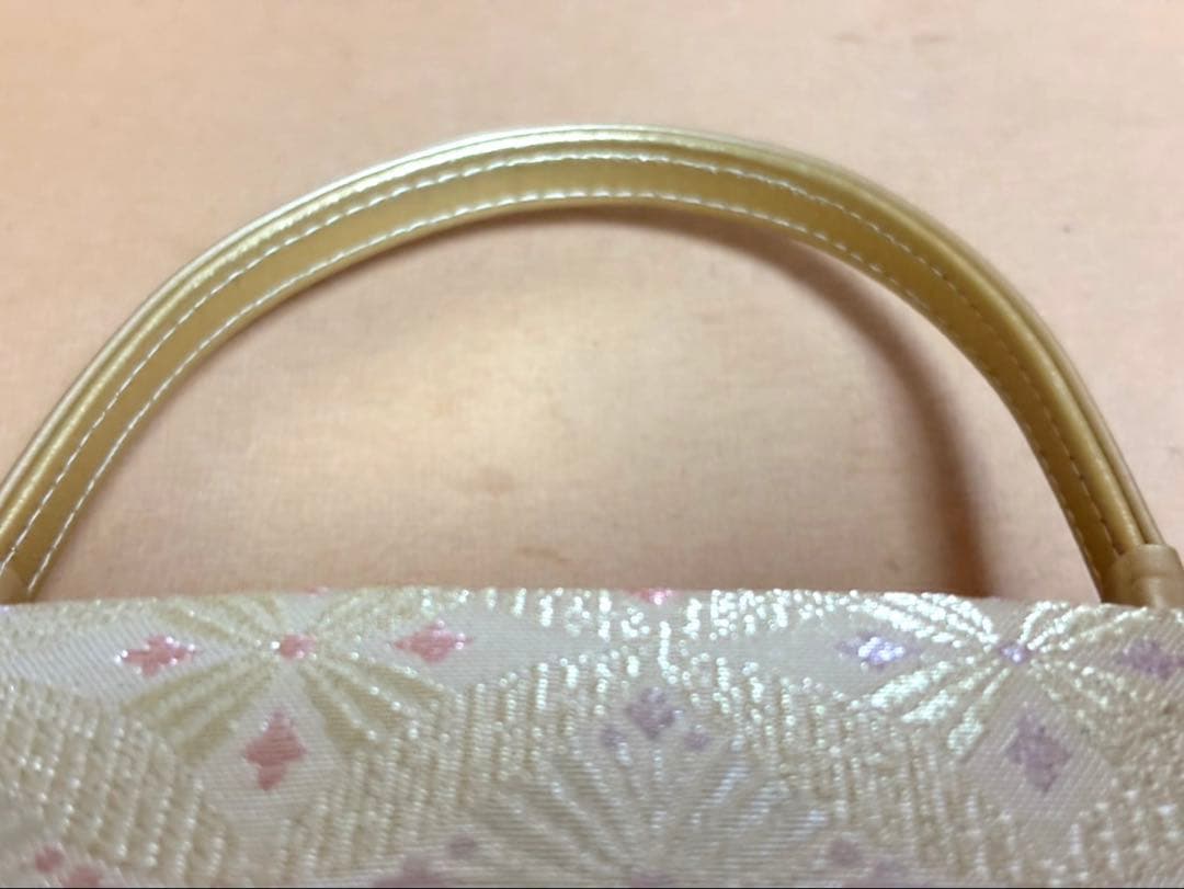 和装バッグ＆草履セット　フリーサイズ　ゴールド＆ホワイト系