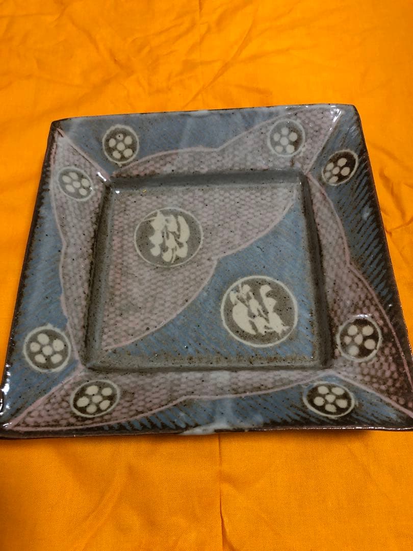 島岡達三【人間国宝】角皿 島岡達三 益子焼 人間国宝 縄文象嵌角皿 民藝 濱田庄司の弟子