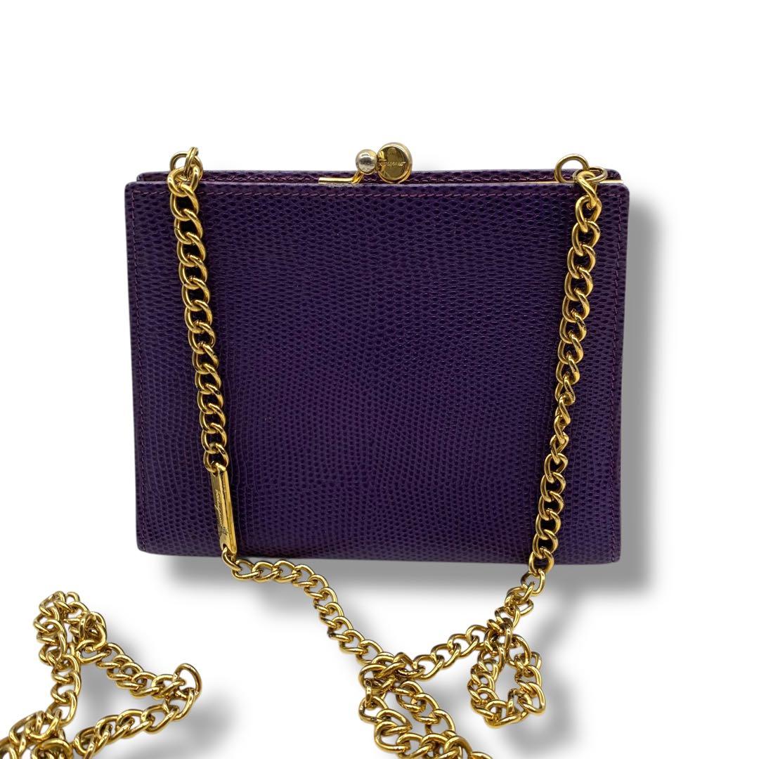 希少デザイン！　サルヴァトーレ　フェラガモ　チェーン　ショルダーバッグ　紫