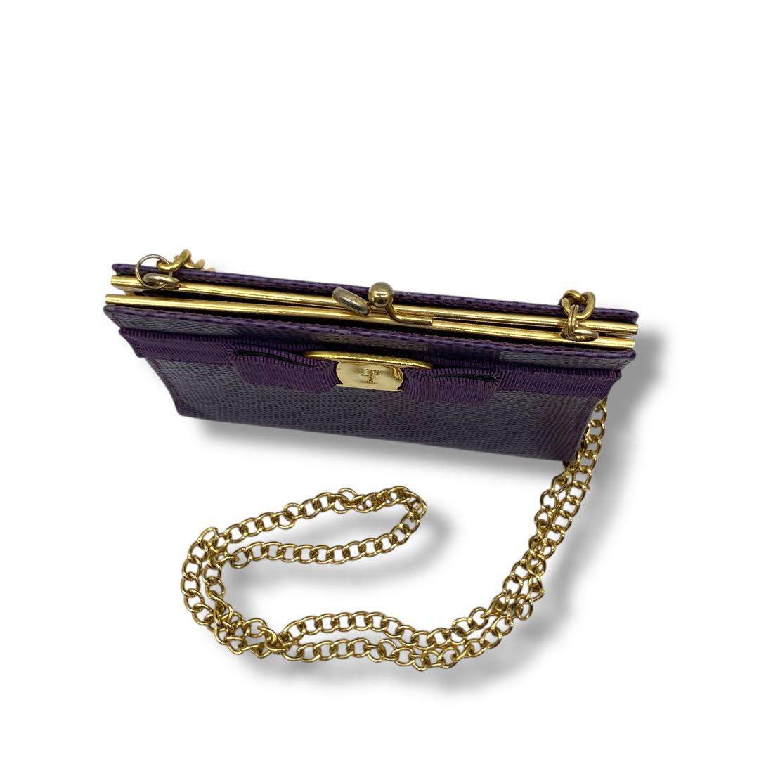 希少デザイン！　サルヴァトーレ　フェラガモ　チェーン　ショルダーバッグ　紫