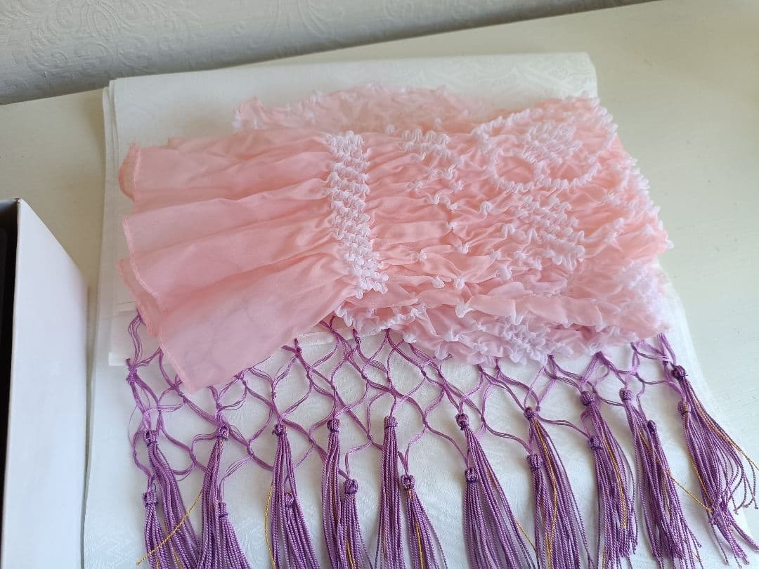 新品☆薄紫の着物に薄いピンクの作り帯