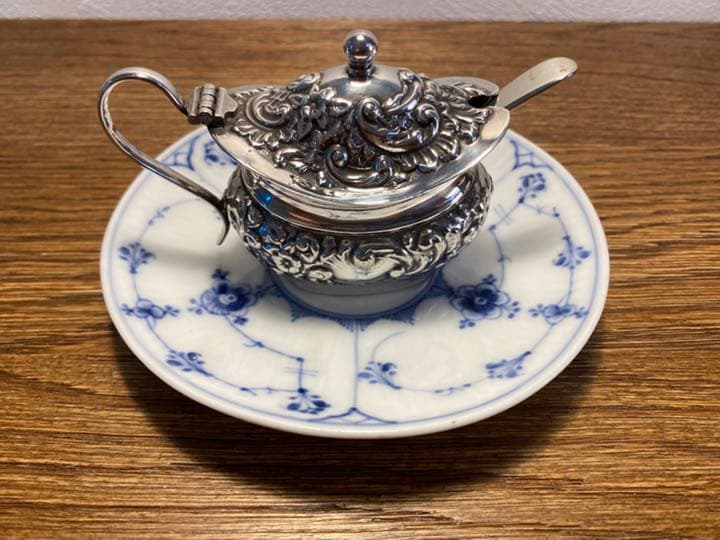 割引 アンティーク シルバープレート マスタードポット