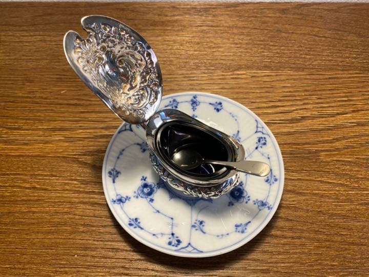 割引 アンティーク シルバープレート マスタードポット