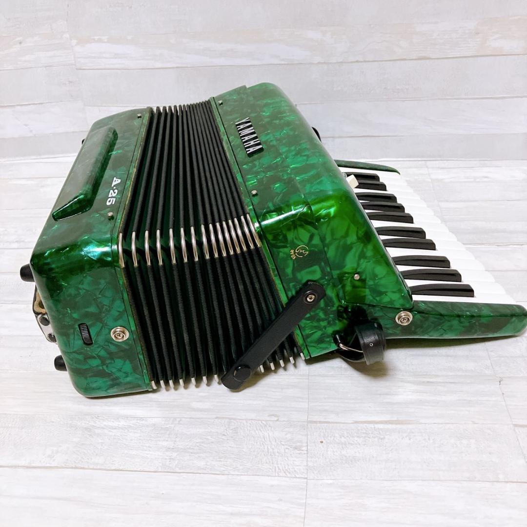 YAMAHA アコーディオン 25鍵盤 A-25 レトロ グリーン 鍵盤 初心者
