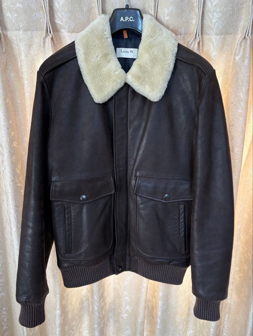 A.P.C. Louis W. ダークブラウン レザー ボア襟G1ジャケット