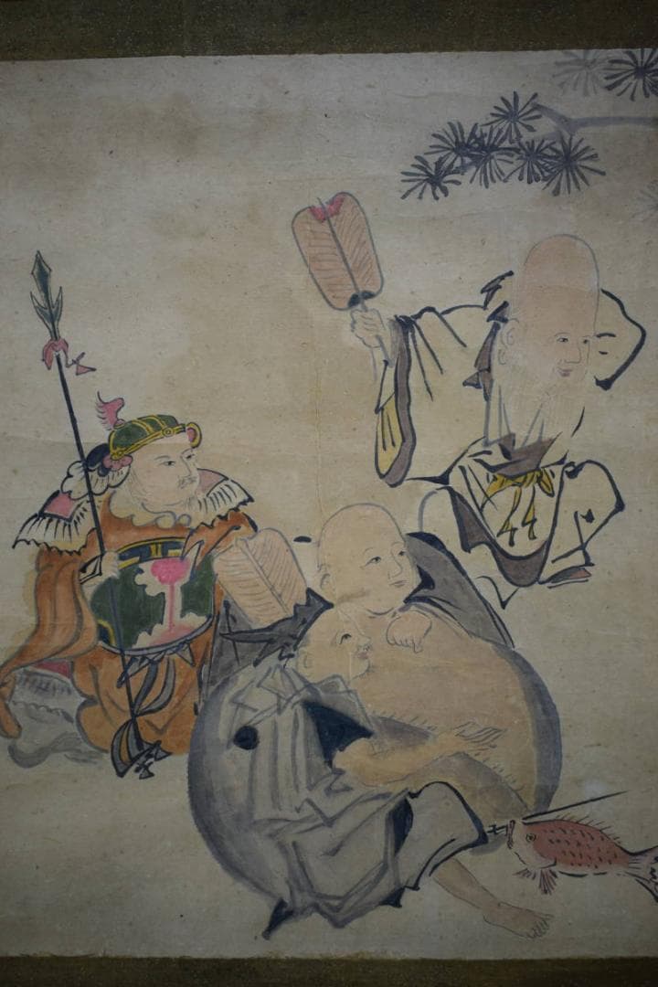 不詳/不明/七福神図/布袋屋掛軸HE-662