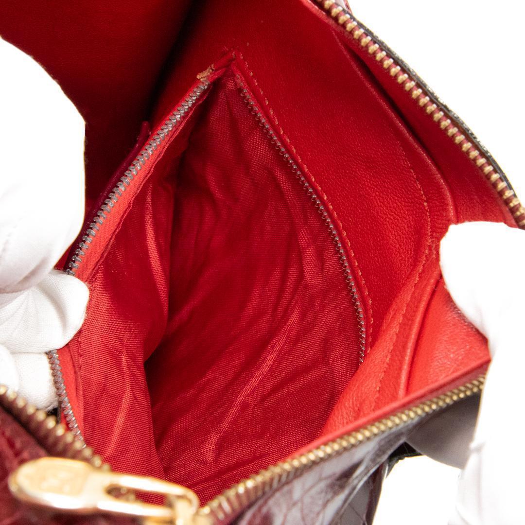 本物 オールドセリーヌ ショルダーバッグ レディース クロコ型押し 赤紫 肩掛け