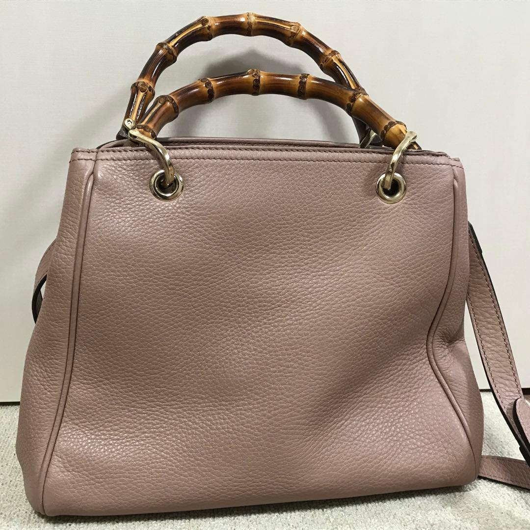 し*み様 GUCCI　ピンク　2WAY ショルダーバッグ　バンブー　スモール　レ
