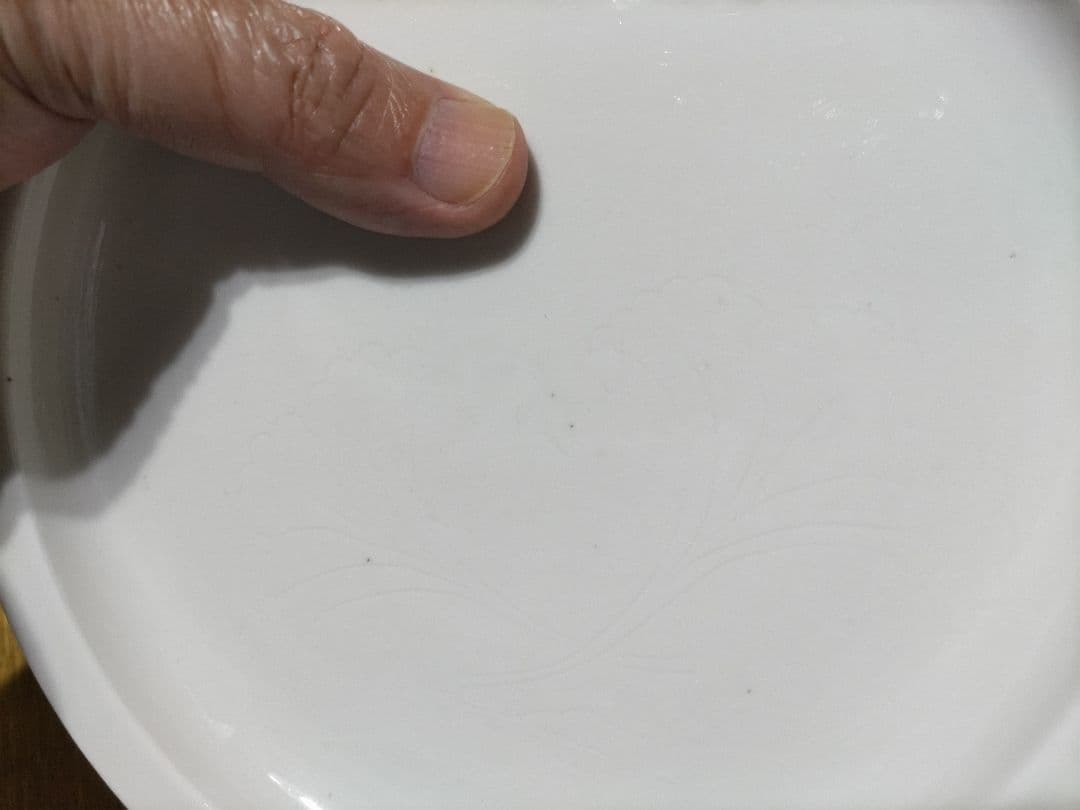 柿右衛門白磁 皿（17.6㎝）陰刻・銀杏 九谷白磁・古伊万里