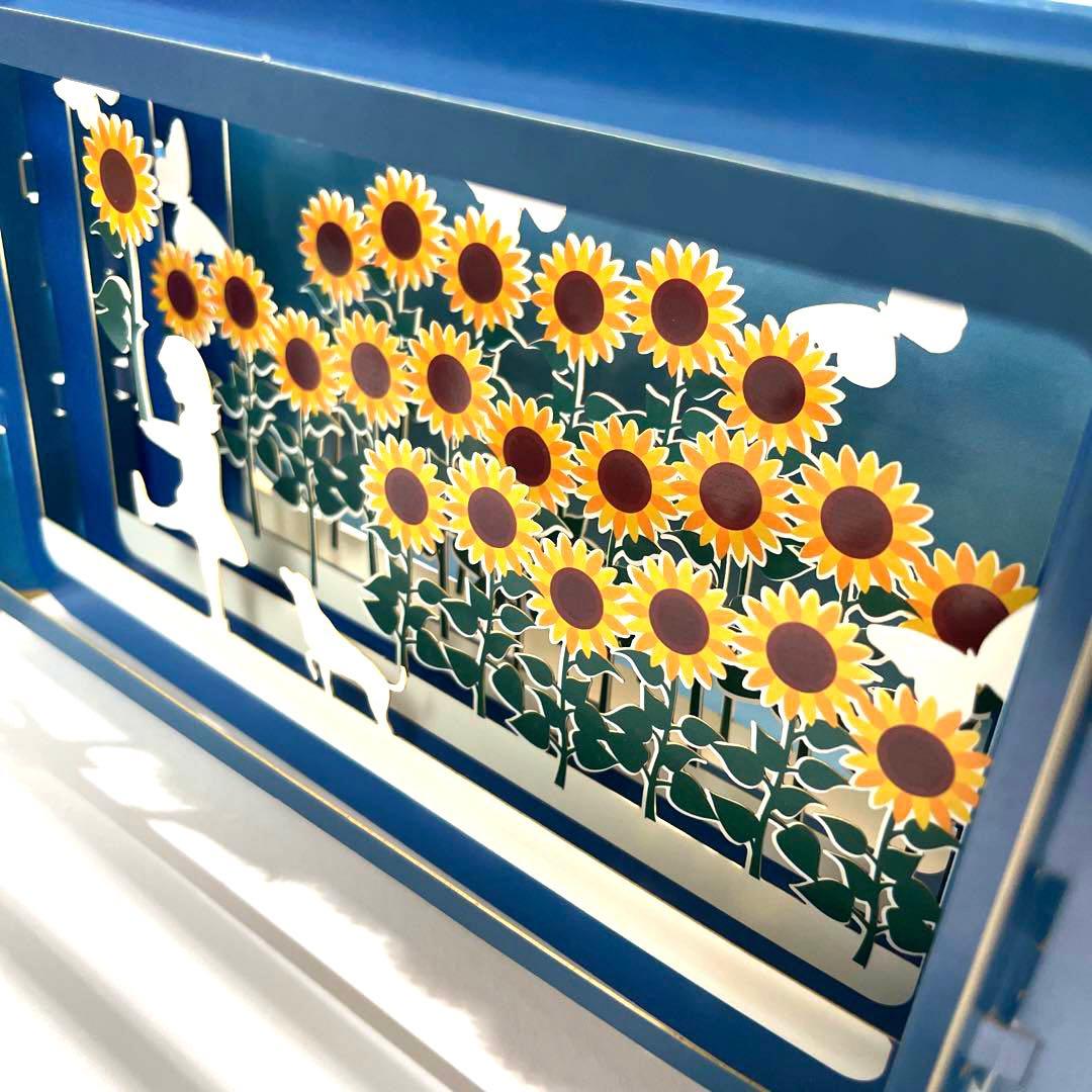 イギリス グリーティングカード 立体 3D ヒマワリ ネコ ひまわり畑