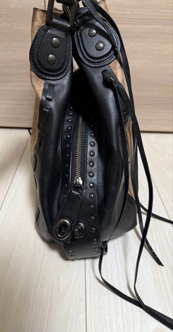 【美品】COACH イーディーショルダーバッグ シグネチャー レザー フリンジ