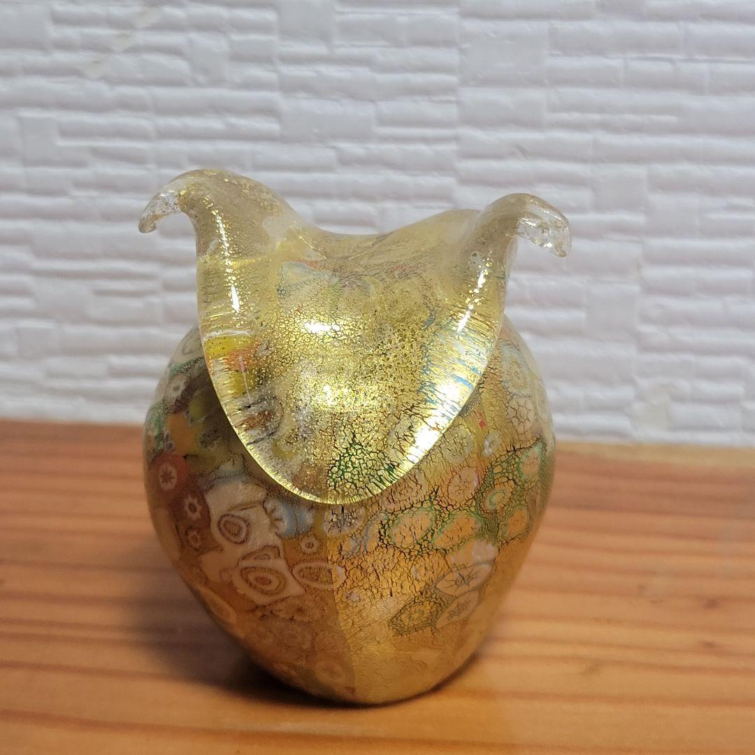 イタリアベネチアガラス ムラノガラス フクロウ 金彩 - メルカリ