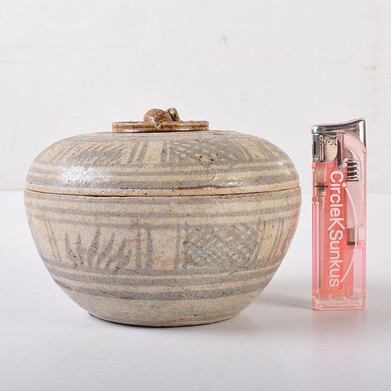 タイ古陶磁　スンコロク　宋胡録　合子　蓋物　時代箱付　V　R8164