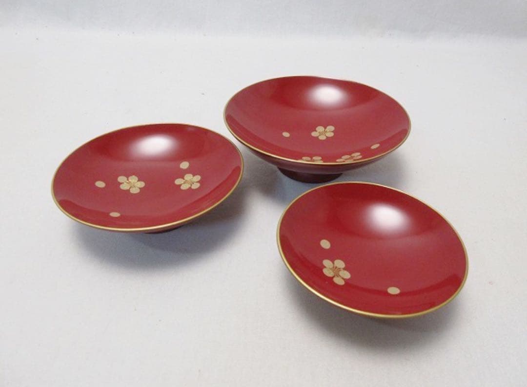 ほぼ未使用 茶道具 天然木製 本漆黒塗 会津塗 屠蘇器 立梅蒔絵