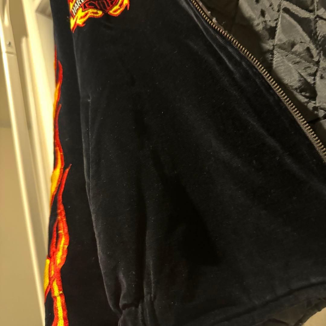 レア〉Harley-Davidson フレイム刺繍ベロアジャケット