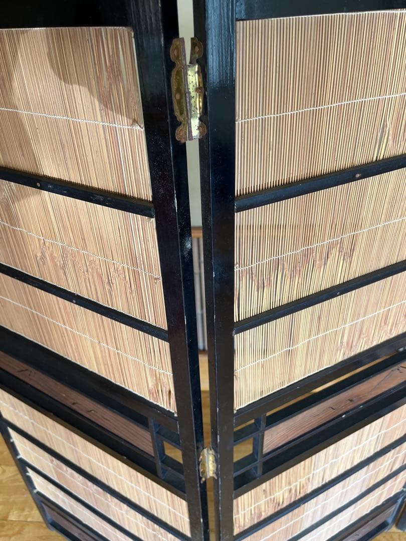 ビンテージ竹簾屏風すだれ衝立透かし彫りパーテーション間仕切り古道具