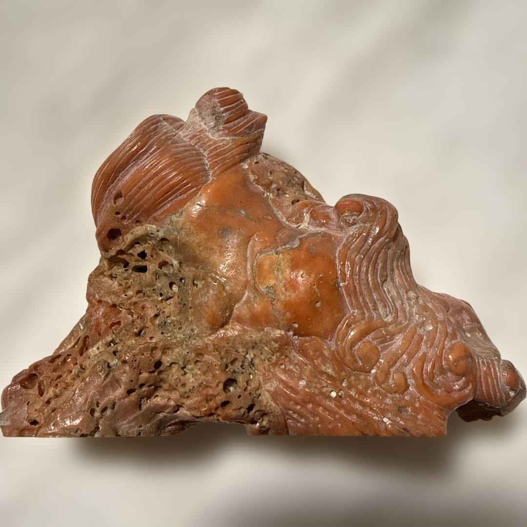 赤珊瑚 獅子 彫刻 高さ約7cm 重さ約179.2g