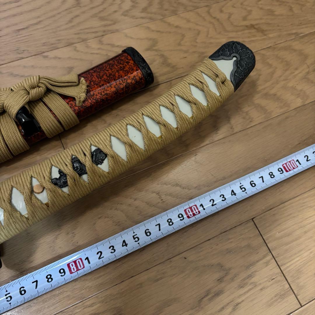 模造刀 美品 伝統的な日本刀スタイルの装飾刀　オレンジ