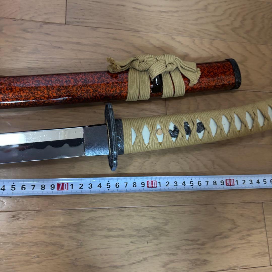 模造刀 美品 伝統的な日本刀スタイルの装飾刀　オレンジ
