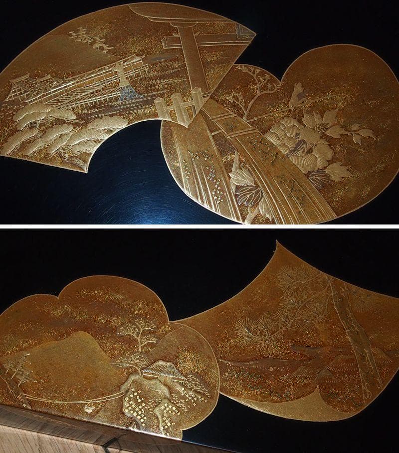 骨董・時代の美品】大名道具 宝箱 山水蒔絵 箱物/蓋物/菓子器/容器