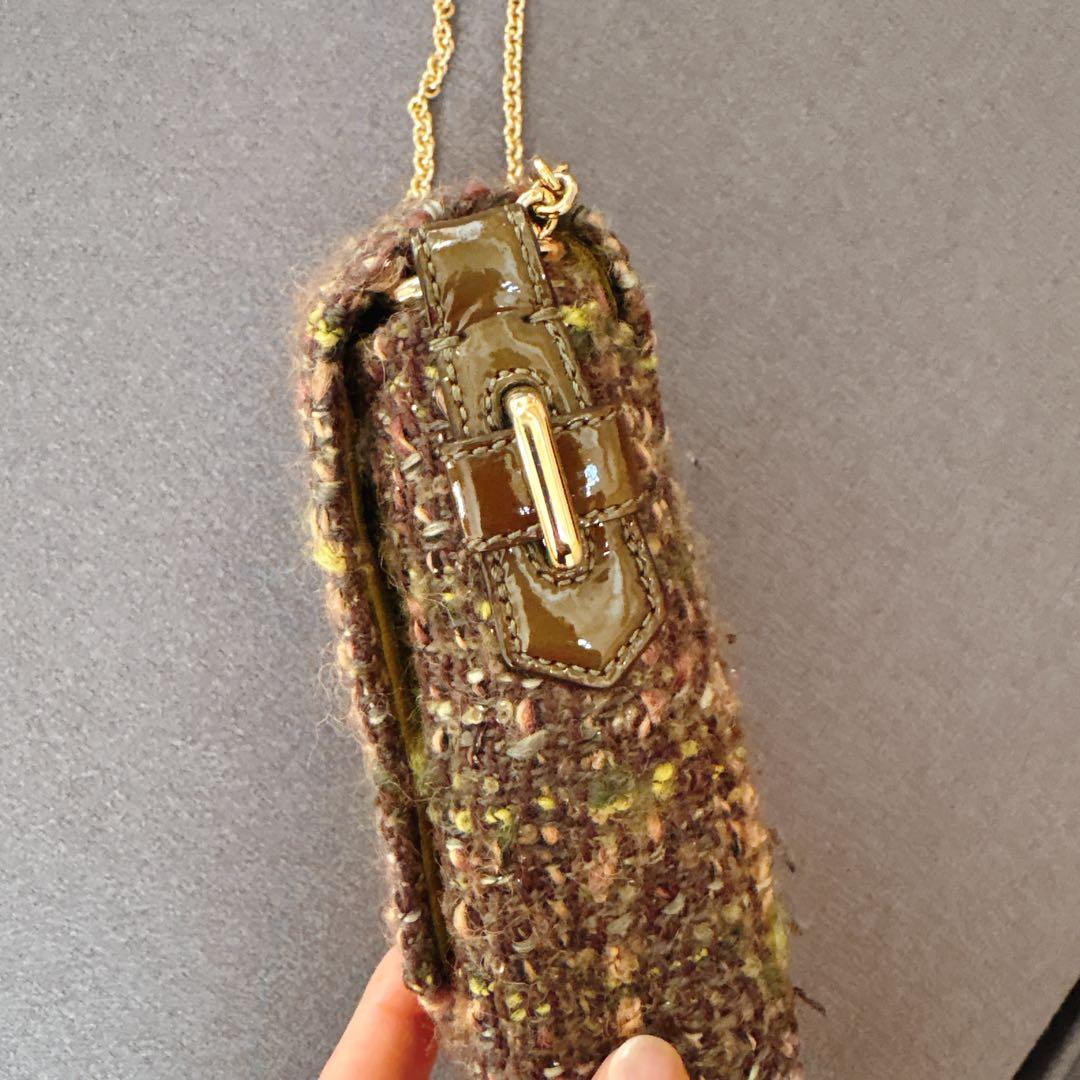 COACH　コーチ　ツイード チェーン 　パンコール　ショルダーバッグ　緑