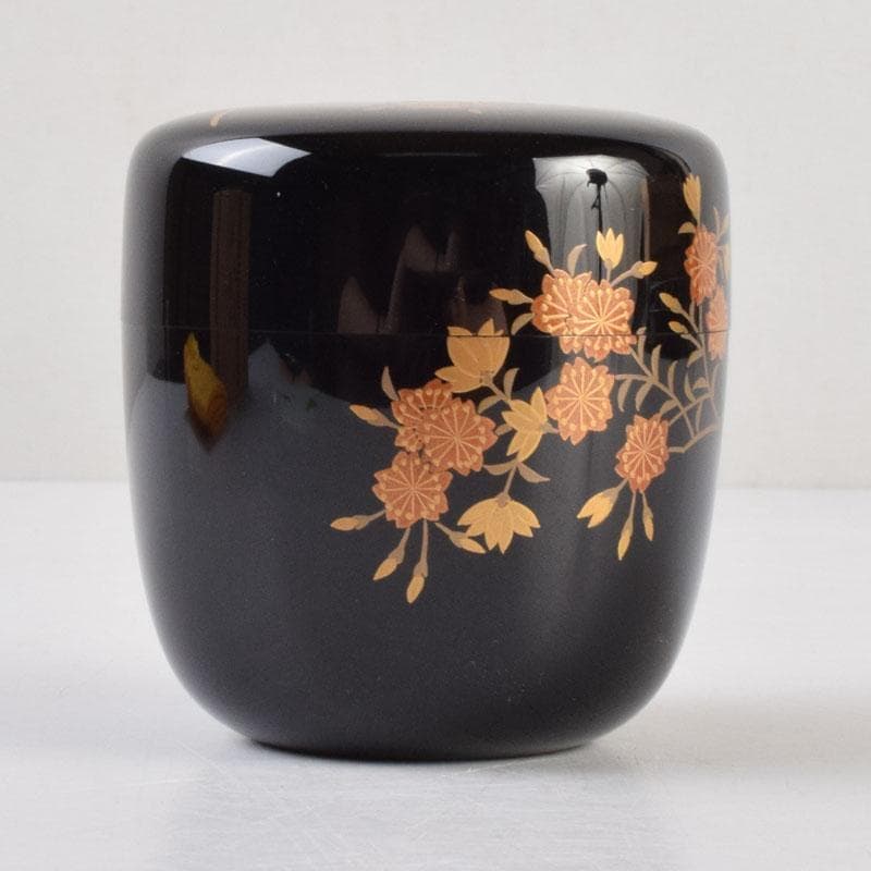 茶道具 加賀蒔絵師 中村孝也作 桜蒔絵 中棗 共箱 V 9196