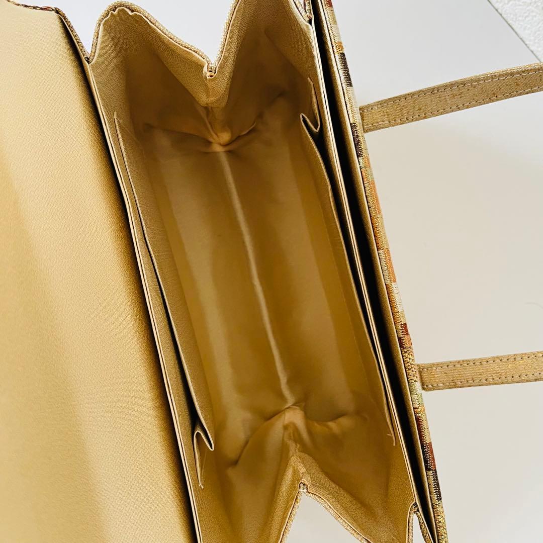 【極美品✨レア】利休バッグ　和装用バッグ　着物バッグ　織物　総柄　大容量